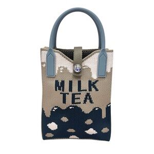 Kitschy Boba Milk Tea Knit Kawaii Harajuku Mini Novelty Crossbody Phone Tote Bag